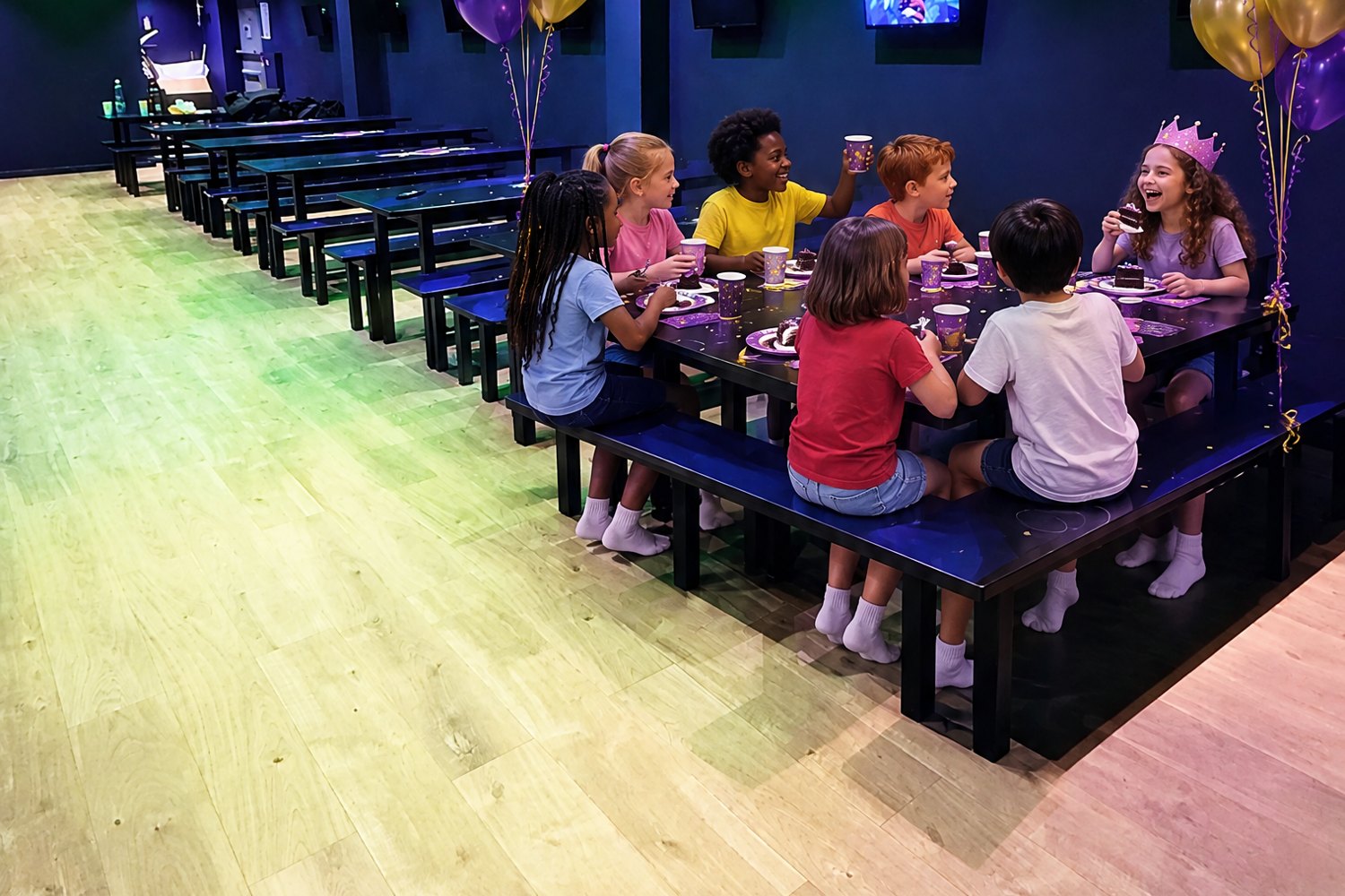 Goûter d'anniversaire entre enfants dans un parc indoor Planet Park
